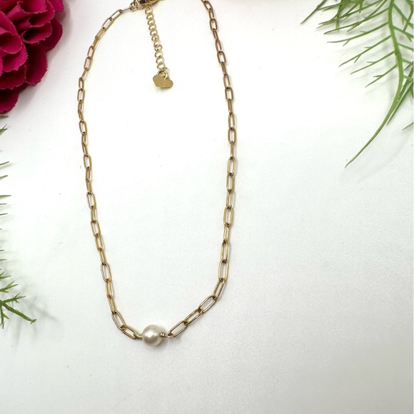 NEW⚜️Freshwater Single Pearl Chain Necklace - Picture 3 of 5